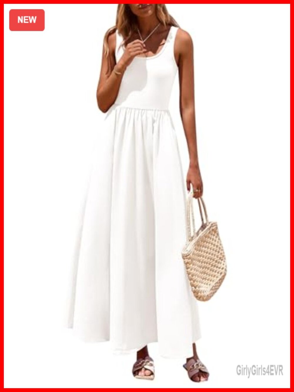 PRETTYGARDEN Scoop Neck Sleeveless Maxi Dress A-Line Flowy Beach Summer